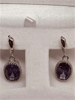 2ct Amethyst and Sterling Earrings High quality