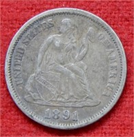 1891 Seated Liberty Silver Dime