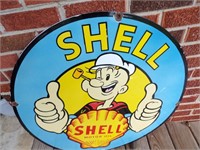 30" porcelain single-sided Shell motor oil sign