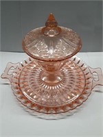 Pink Depression Glass Tray & Federal Glass