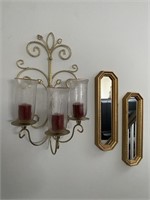 (3 PC) WALL HANGING DECOR INCLUDING CANDLE HOLDER