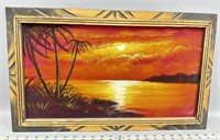 Vintage sunset velvet painting 22.5” x 14”