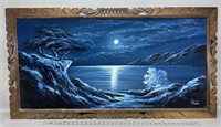 Large blue moon velvet painting 49.5“ x 26.5“