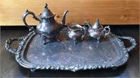 Oneida "Venetian Scroll" Silver Plate Tea Service