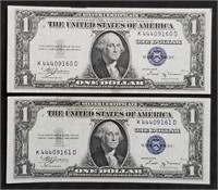 Pair of Consecutive 1935-B Silver Certificates