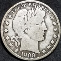 1908-O Barber Silver Half Dollar from Set