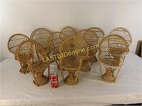 10 WICKER MINIATURE PEACOCK STYLE DOLL CHAIRS