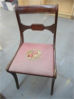Vintage Wooden Chair with Needlepoint Cushion