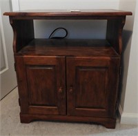 Lot #1869 - Pine two door end table 15” x 26”x28"