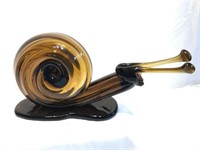 Mid-Century Hand-Blown Brown Glass Snail