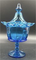 Imperial Blue Lace Covered Compote Uv Reactive