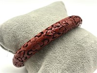 Antique Carved Fine Cinnabar Bangle Bracelet