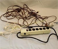 Metal power strip and 4 extension cords