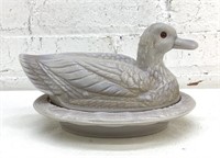 9" Westmoreland Chocolate Glass Duck On Nest