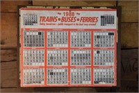 1988 Trains. Buses. Ferries Calander Board