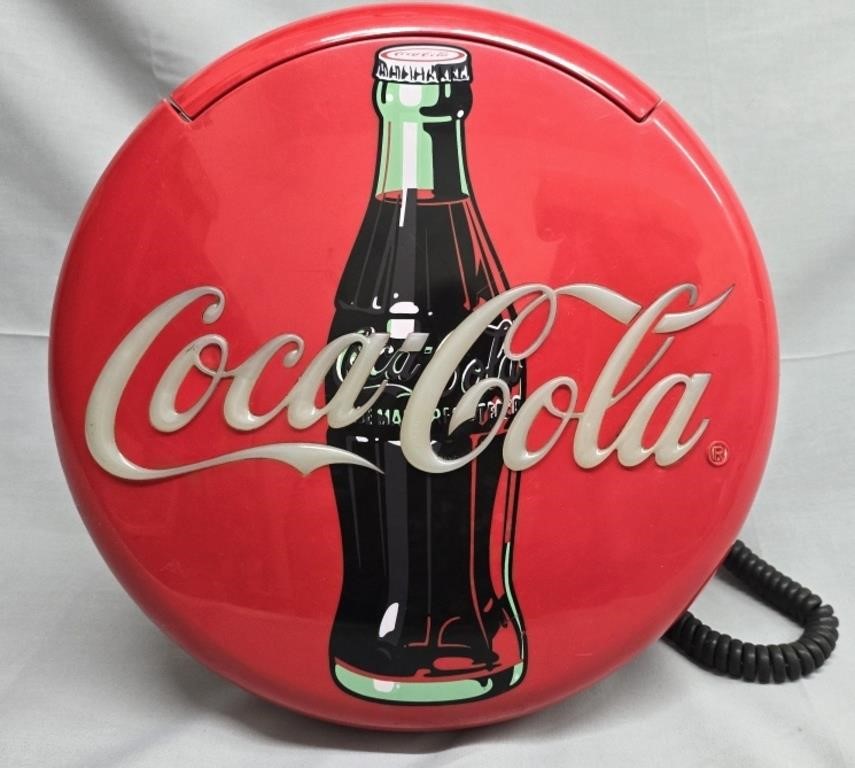 Vtg. 1995 Red Round Coca Cola Telephone