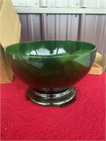Forest Green punch bowl and cups in box