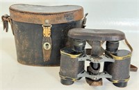 GOOD PAIR OF EARLY BINOCULARS W LEATHER CASE