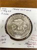 UNC. 1 TROY OZ. SILVER TRADE UNIT COIN