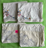 Vtg Needlework Pillowcases 2 sets