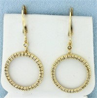 Diamond Circle Dangle Earrings In 14k Yellow Gold