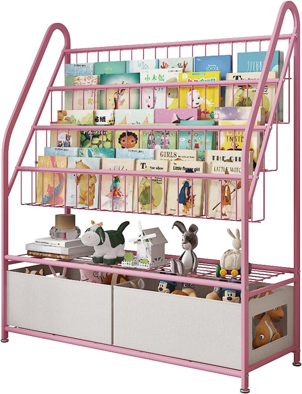 32inch Kids Book Shelf  5 Tier Pink Bookshelf