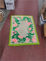 Green and pink rug  34" x 46"