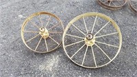 Set of Yellow steel wheels
