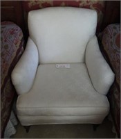 Ivory Upholstered floral open arm lounge chair