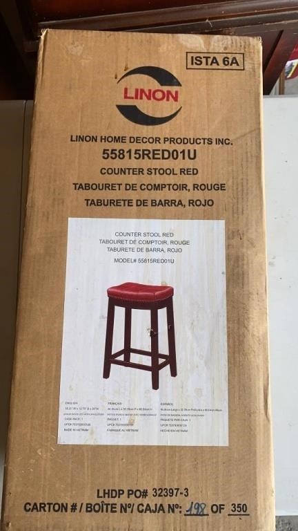 NEW - Linon Home Decor Counter Stool Red