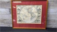 Rare 1851 Antique Map Western Hemisphere Publish B
