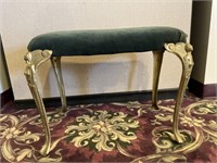 Green Velvet Gilt Iron Bench