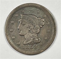 1852 Braided Hair Large Cent Very Fine VF