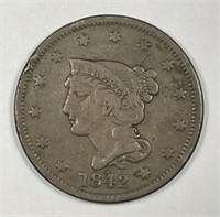 1842 Braided Hair Large Cent Fine F