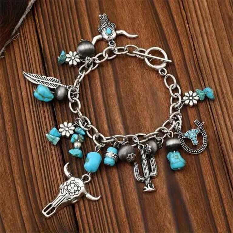 Vintage Western Style Imitation Turquoise Bullhean