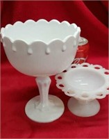 Indiana Milk Glass Tear Drop Compote with