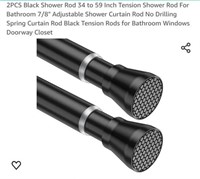 MSRP $26 2Pcs Black Shower Tension Rod