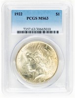 Coin 1922-P Peace Dollar-PCGS MS63