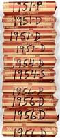 (10) Rolls 1950's Wheat Cent Penny Lot