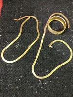 Unmarked gold herringbone necklaces and bracelet