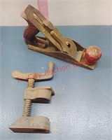 Stanley No. 4 wood handle Plane & 1" pipe clamp