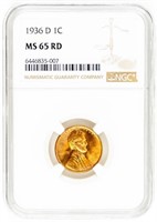 Coin 1936-D Lincoln Cent NGC-MS65RD