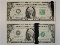 2 - $1 Federal Reserve Note INK ERRORS