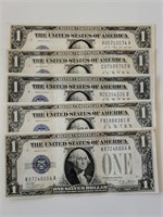 5 - $1 1928 Silver Certificate Funnybacks