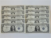 10 - $1 1957 Silver Certificates