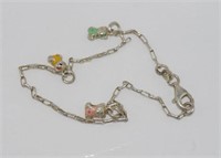 Sterling silver 'teddy bear' charm bracelet