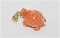 Natural Japanese sea coral turtle charm