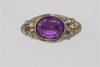 Sterling silver and amethyst brooch