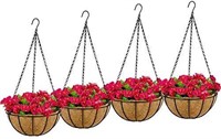 14 Inch Metal Hanging Planter Basket 4 Pack