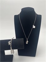 Set Of Snowman Jewelry - Bracelet & Necklace -